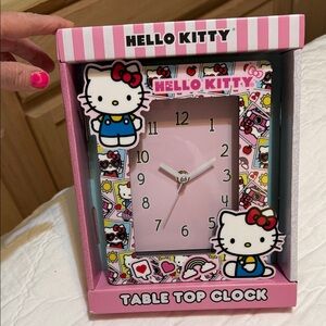 Hello Kitty Pink and White Table Clock